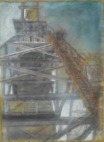 'Engine against the Almighty'Encaustic on cradled board 2015